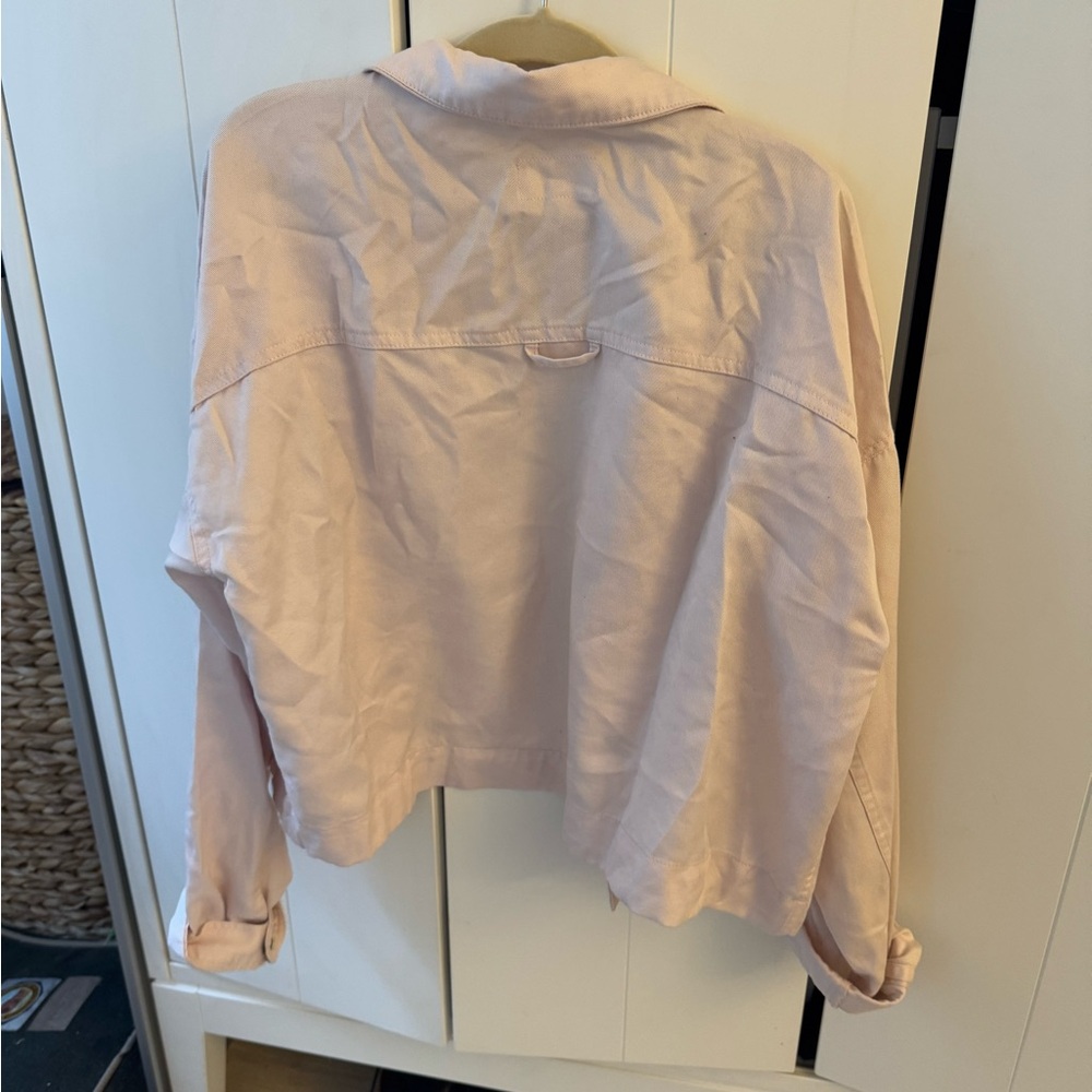 Marine Layer jacket rosewater pink Oslo crop tie waist - Picture 7 of 8